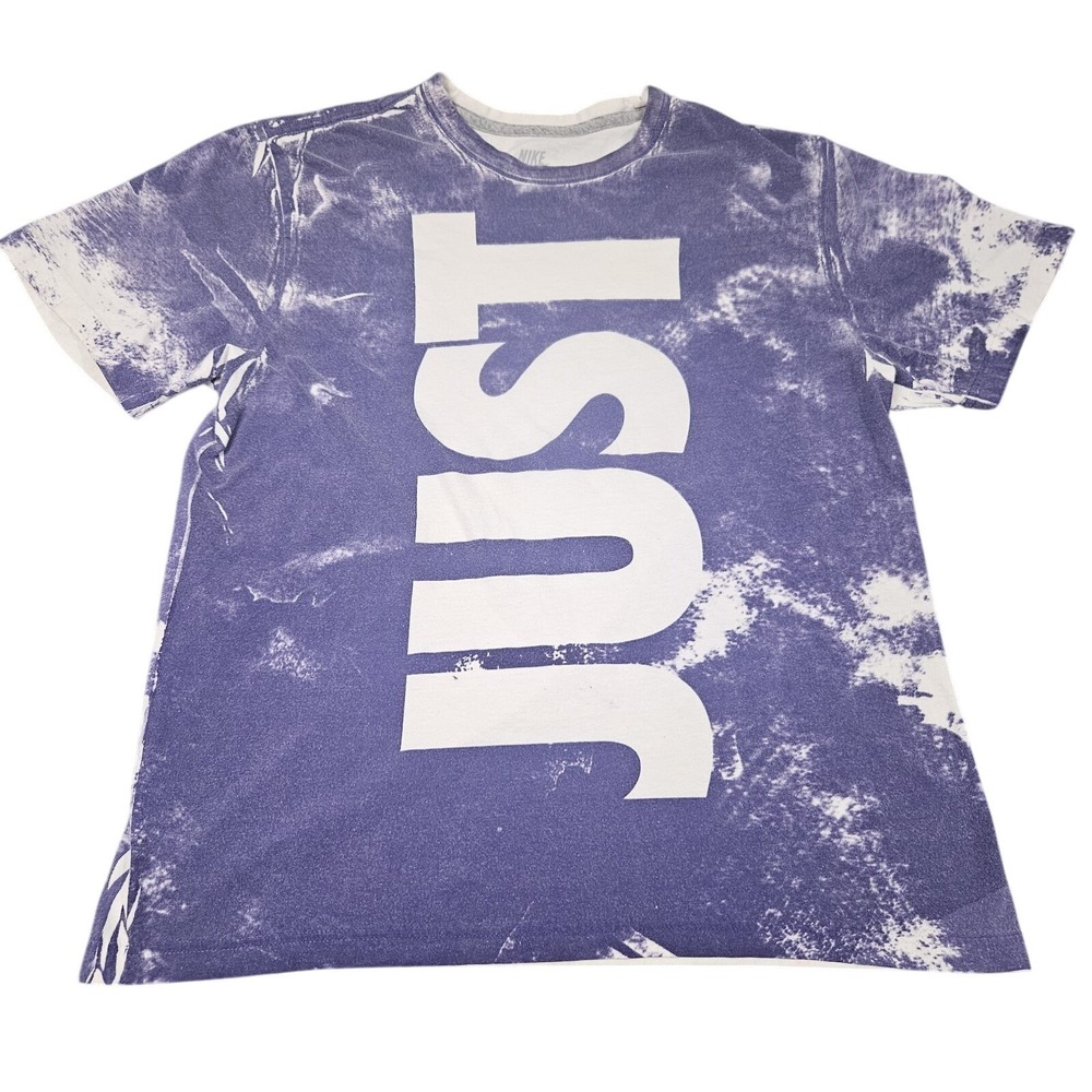 Nike Just Do It Tshirt Mens L Purple White Acid Wash Graphic Tee Streetwear Y2K